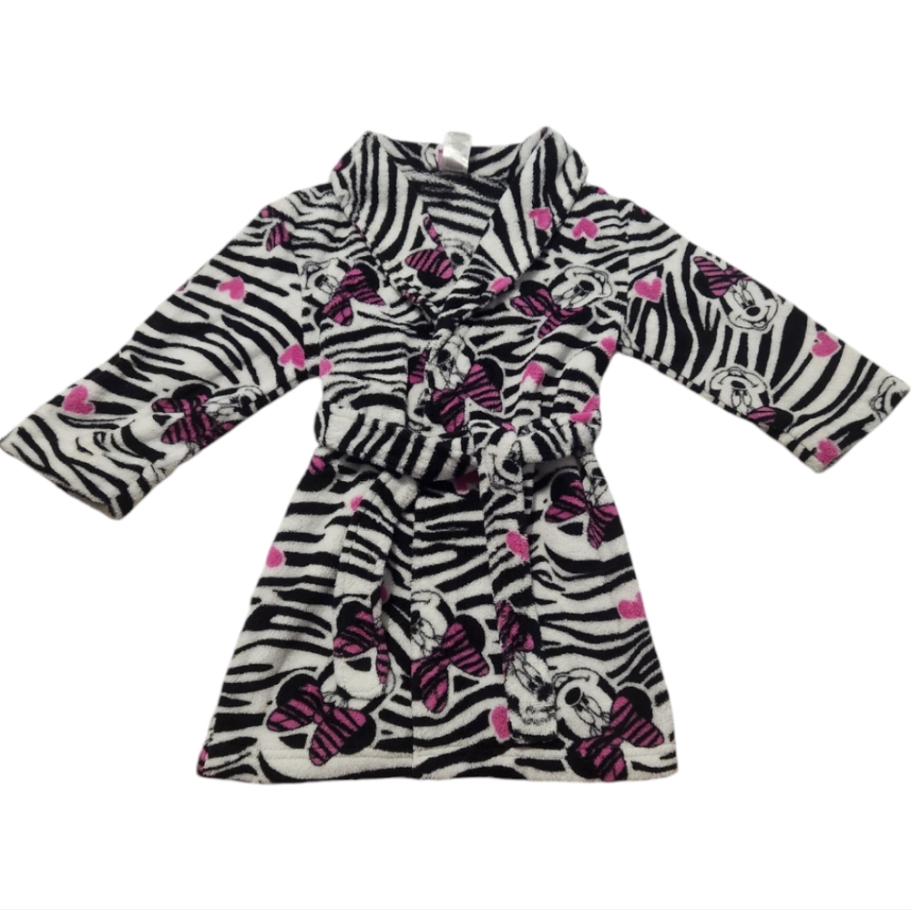 COPY - Disney Minnie Mouse Zebra Bath Robe Size Small(6/6X)
